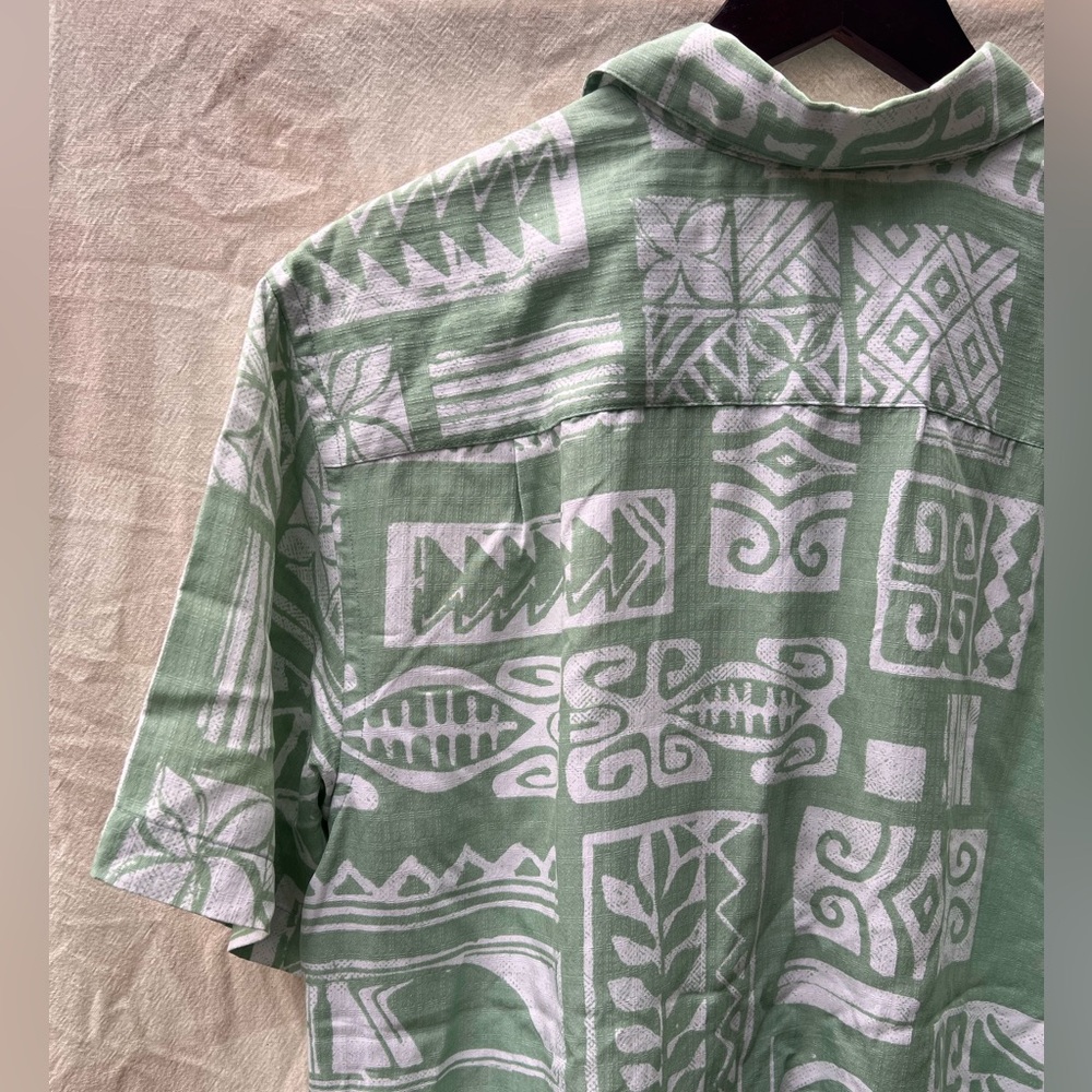 Quiksilver Mens Waterman Collection Shirt, Short Sleeve, White/Green, Size M - Picture 7 of 7